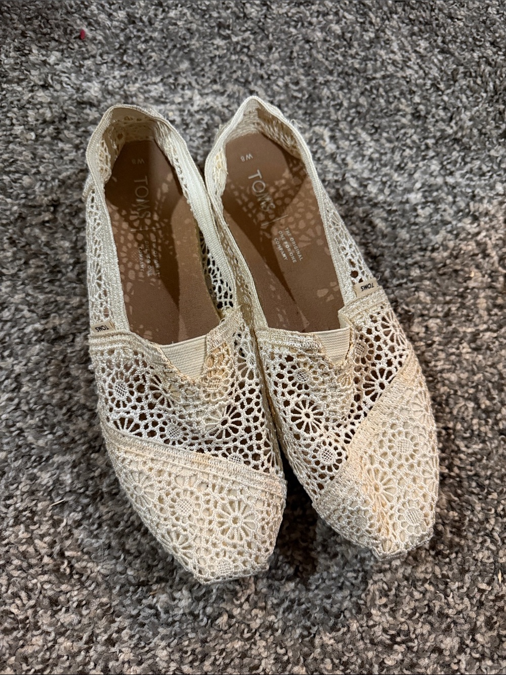 Toms Crochet Slip-On Flats in Cream